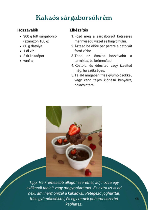 hummusz receptek e-könyv - kakaós-sárgaborsókrém