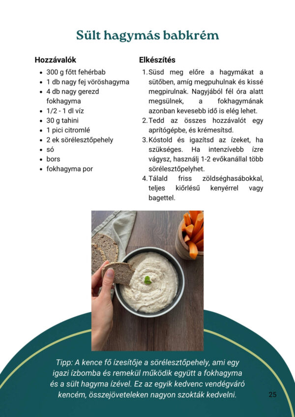 hummusz receptek e-könyv - sült hagymás babkrém hummusz recept