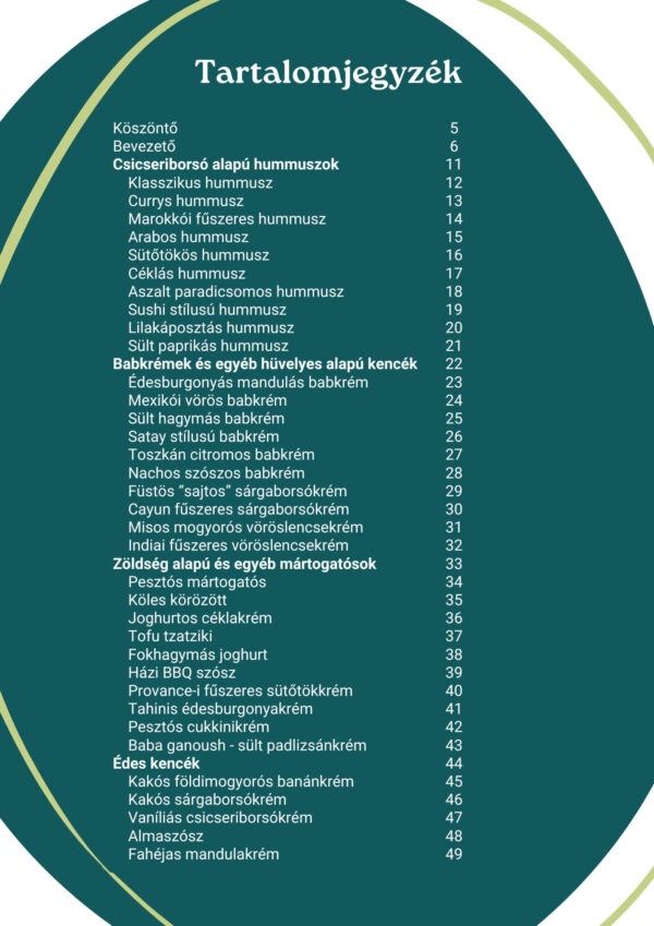 hummuszok és mártogatosok-hummusz receptek e-könyv-tartalom
