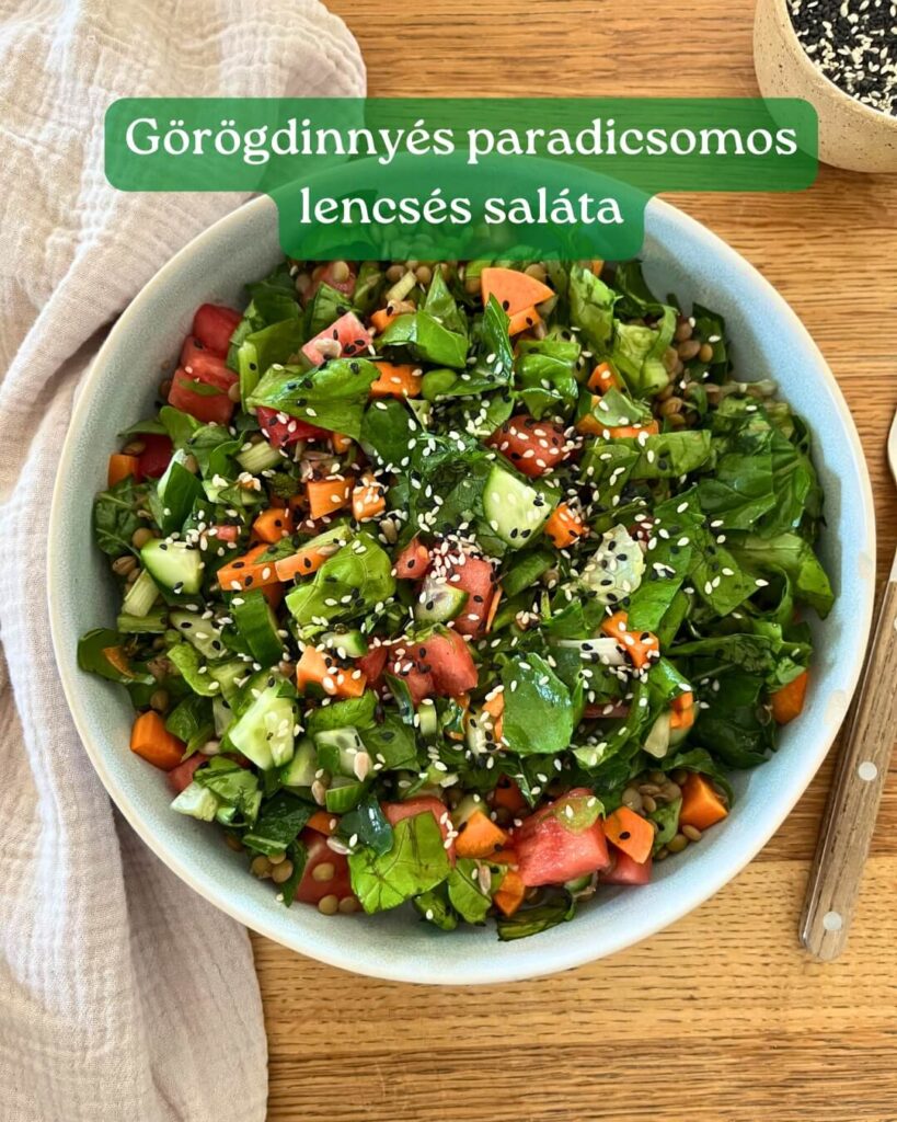 Korfu ételek: Gorogdinnyes-paradicsomos-lencses-salata