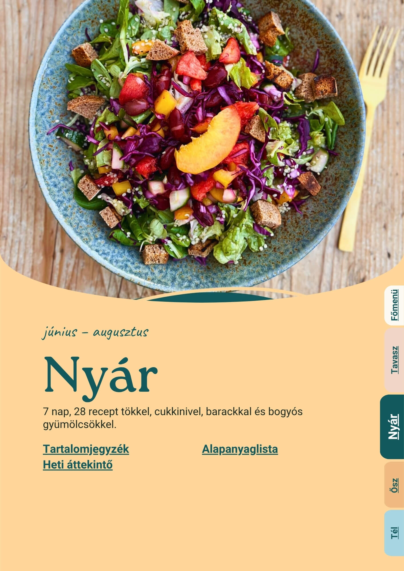 4 évszakos téné menüterv - nyár