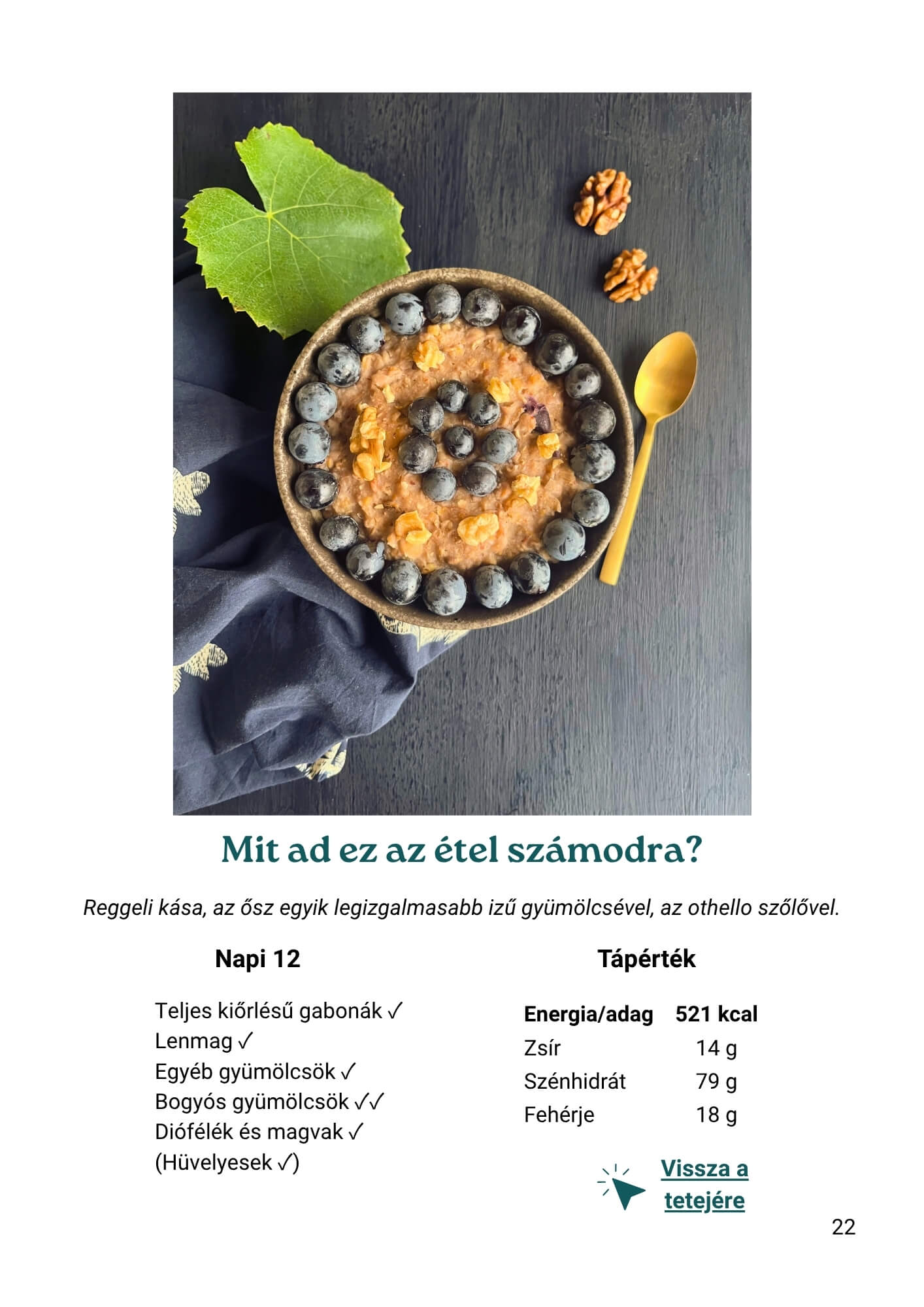 Őszi vegán menüterv reggeli kép